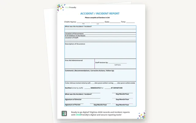 Preview of the Accident / Incident Form