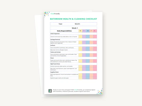Preview of the Bathroom Health & Cleaning Checklist
