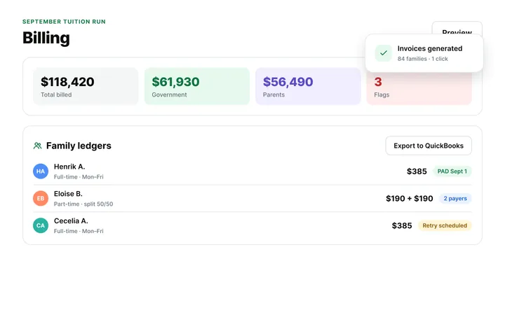 Subsidy split billing screen