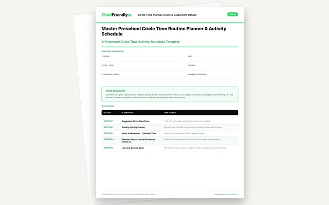Preview of the Circle Time Planner