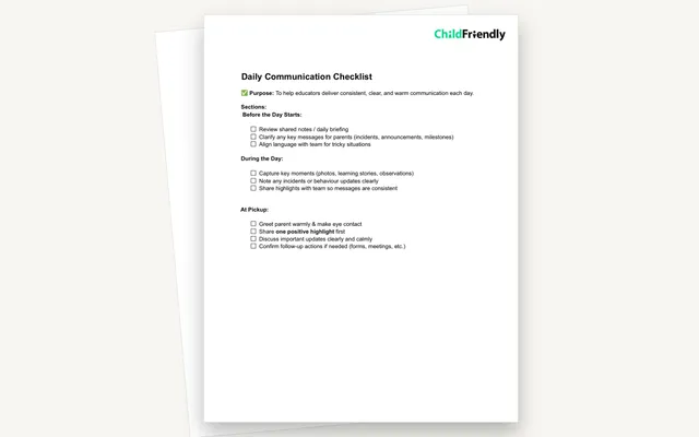 Preview of the Daily Communication Checklist