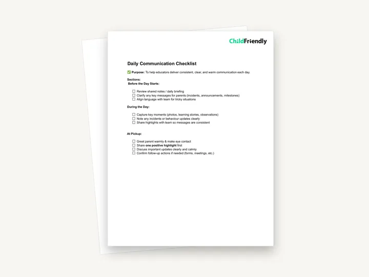 Preview of the Daily Communication Checklist