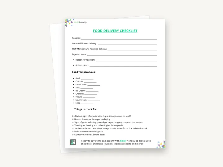 Preview of the Food Delivery Checklist
