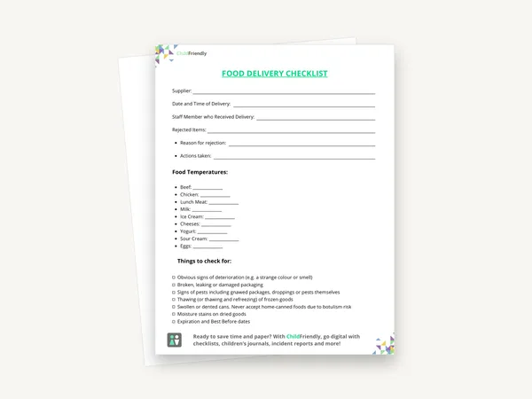 Preview of the Food Delivery Checklist