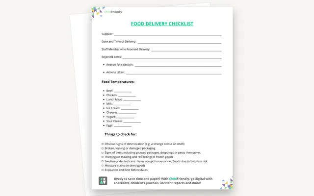 Preview of the Food Delivery Checklist
