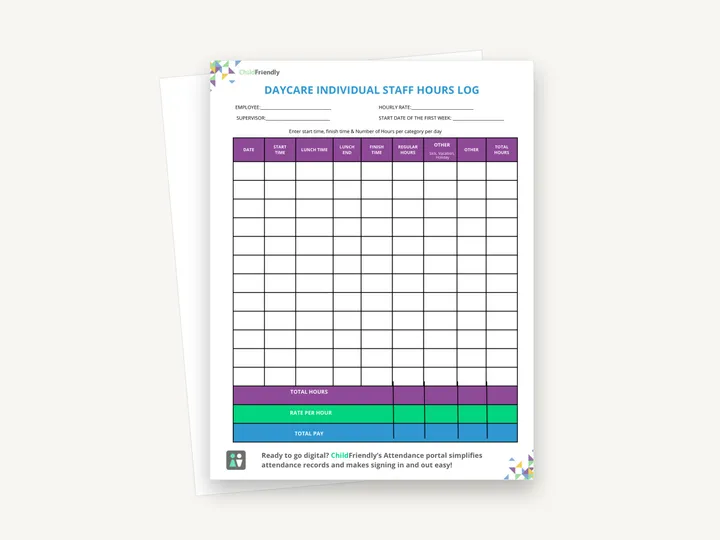 Preview of the Individual Staff Hours Log