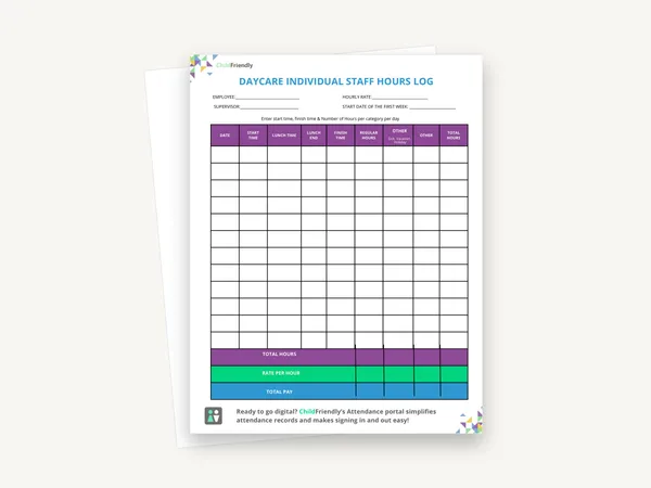 Preview of the Individual Staff Hours Log