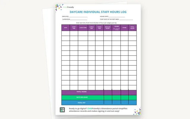 Preview of the Individual Staff Hours Log