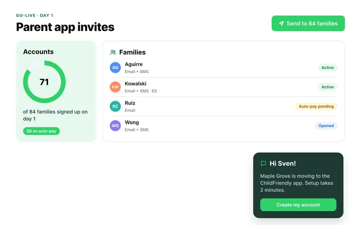 Migration parent invites