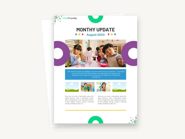 Preview of the Monthly Class Update Template