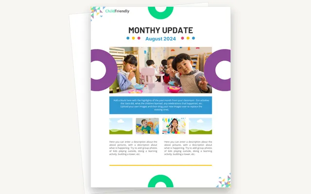 Preview of the Monthly Class Update Template