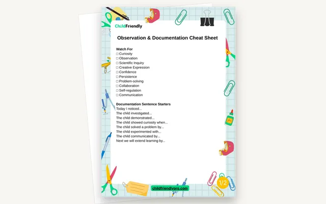 Preview of the Observation & Documentation Cheat Sheet