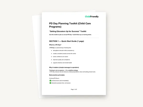 Preview of the PD Day Planning Toolkit (Child Care Programs)