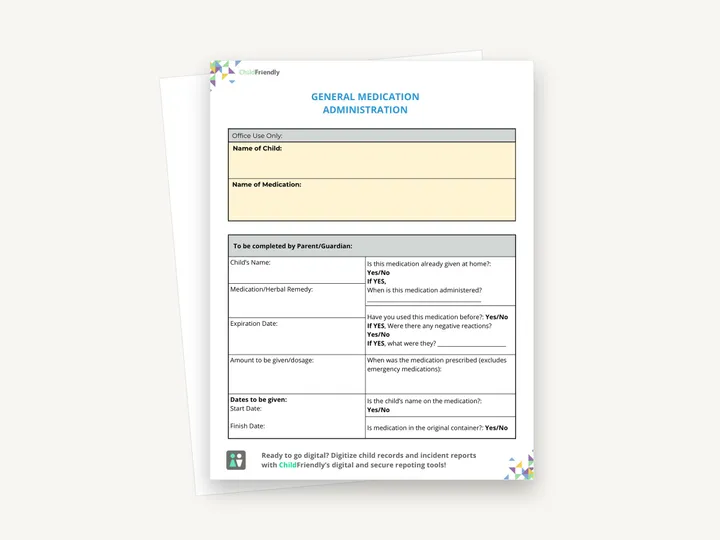 Preview of the Regular Medication Form