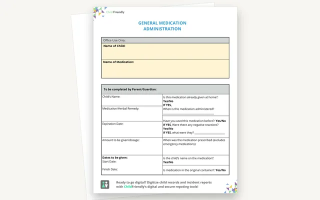 Preview of the Regular Medication Form