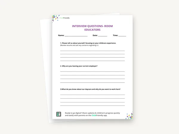 Preview of the Room Educator Interview Questions Template