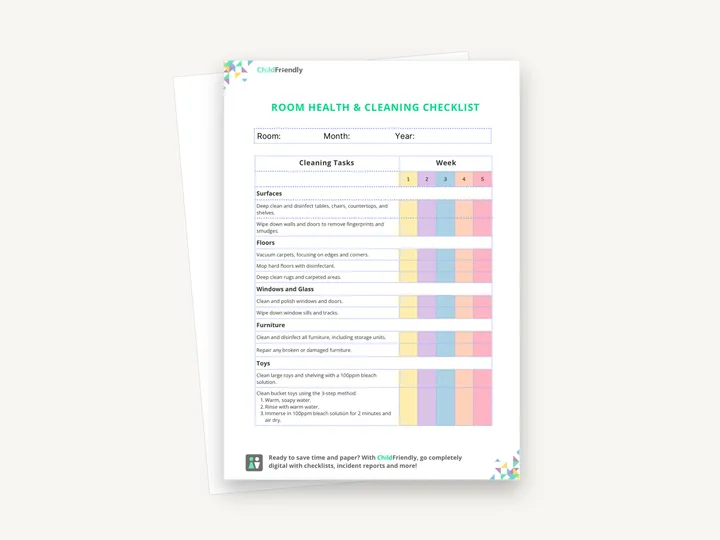 Preview of the Room Health & Cleaning Checklist