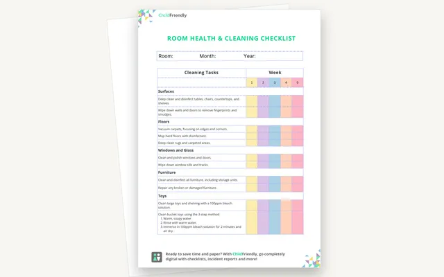 Preview of the Room Health & Cleaning Checklist