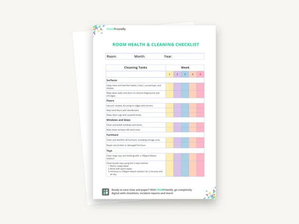 Preview of the Room Health & Cleaning Checklist