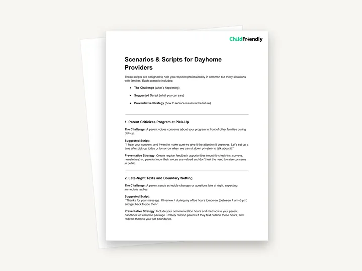 Preview of the Scenarios & Scripts for Dayhome Providers