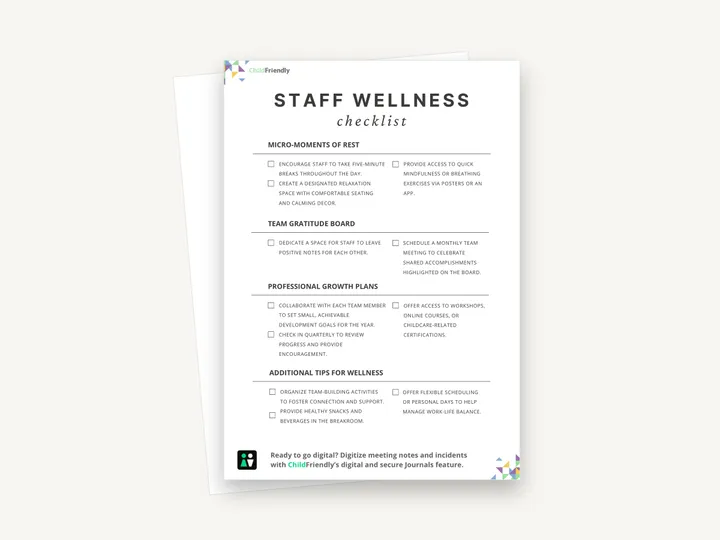 Preview of the Staff Wellness Checklist Template