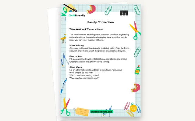 Preview of the Family Connection: Water, Weather & Wonder at Home