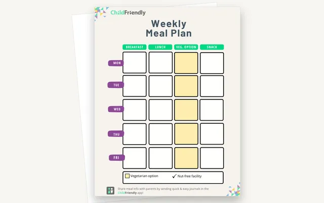 Preview of the Weekly Meal Plan Template