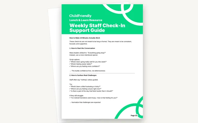 Preview of the Weekly Staff Check-In Support Guide