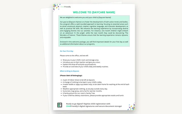 Preview of the Welcome Letter Template