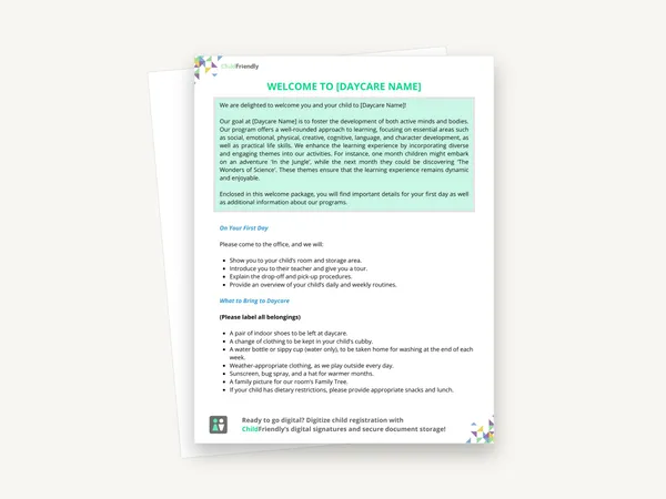 Preview of the Welcome Letter Template